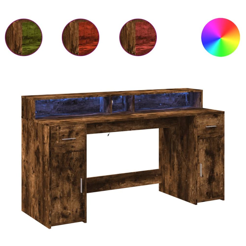 Bureau chêne fumé 160 x 55 x 91 cm engineered wood
