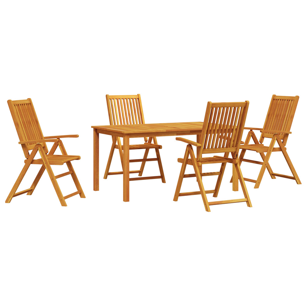 Ensemble de salle à manger de jardin 5 pièces en bois d'acacia solide pliable