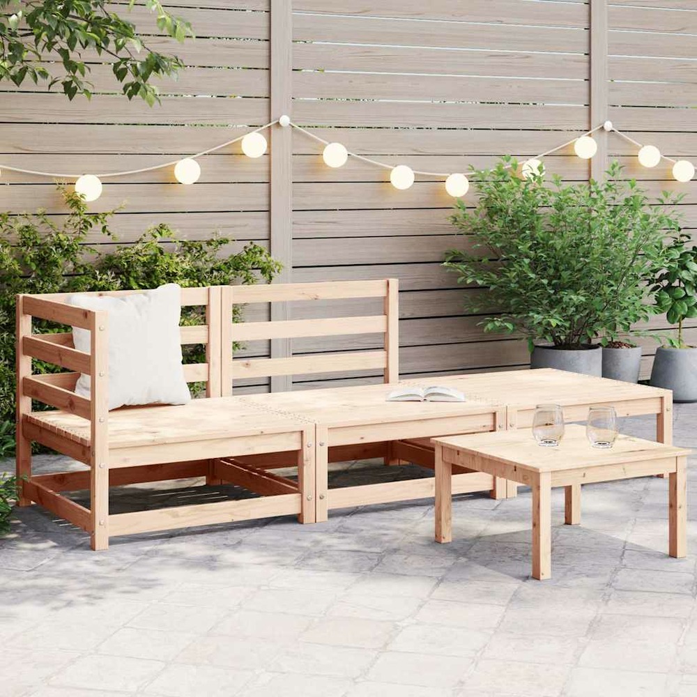 Salon de jardin 3 pcs bois massif de pin