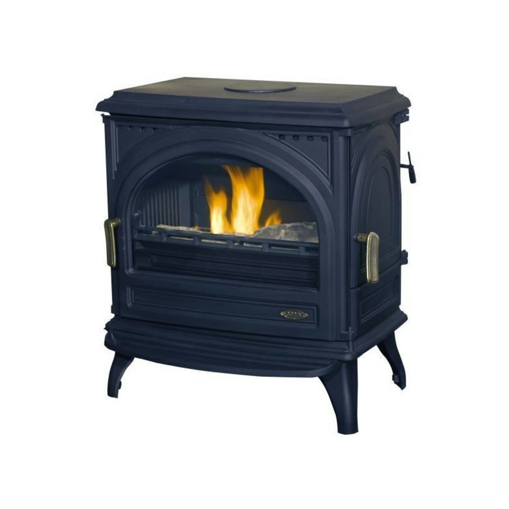 Poêle à bois fonte-petit carvin-9 kw- peint anthracite -thermostat godin - 366102