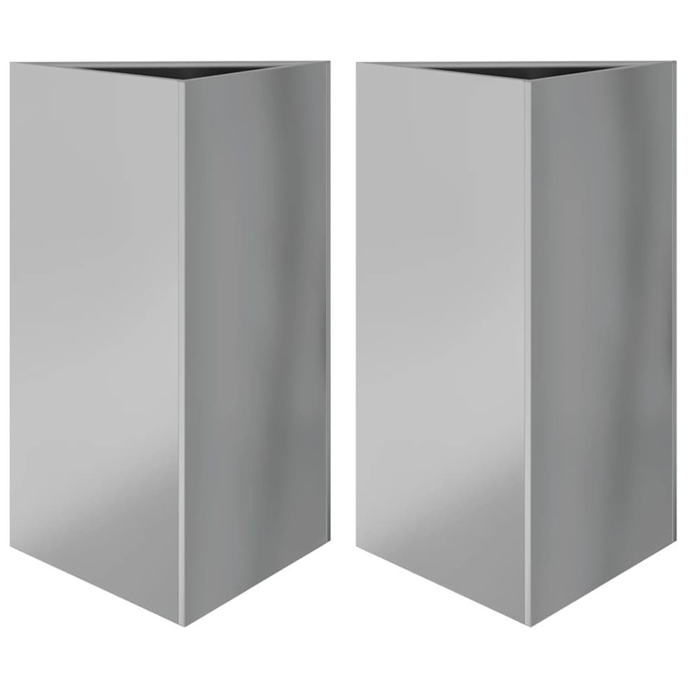 Jardinière d'extérieurs 2 pcs triangulaire 50x43x75 cm acier galvanisé