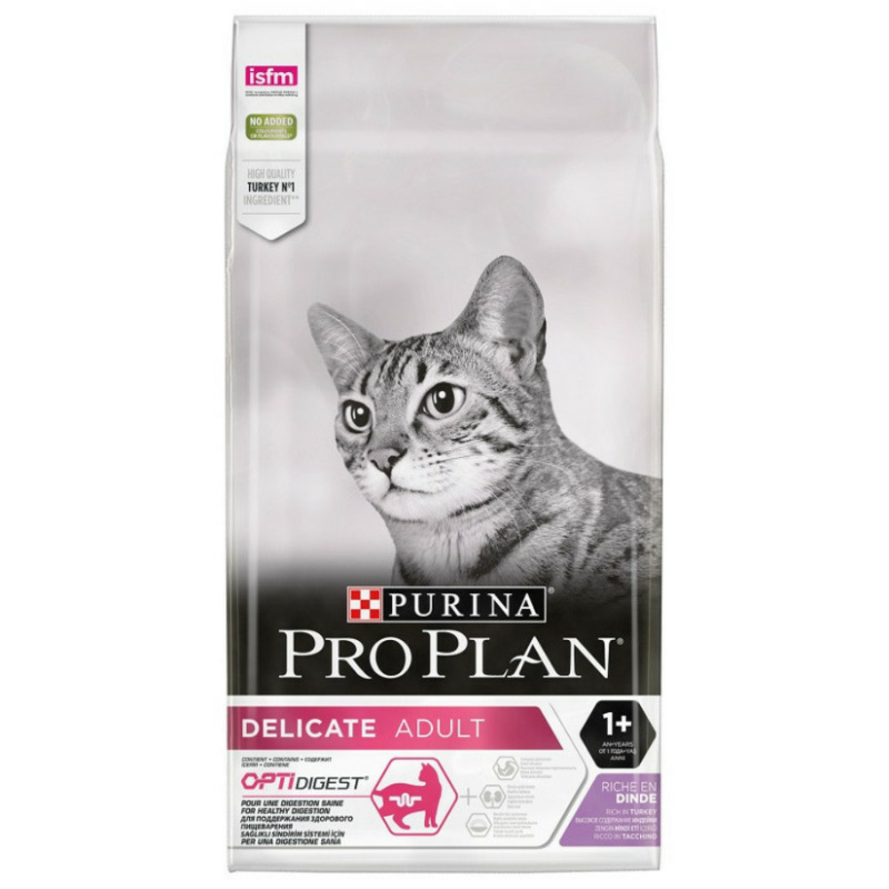 Croquettes chat delicate adult avec optidigest dinde - purina proplan 1,5 kg
