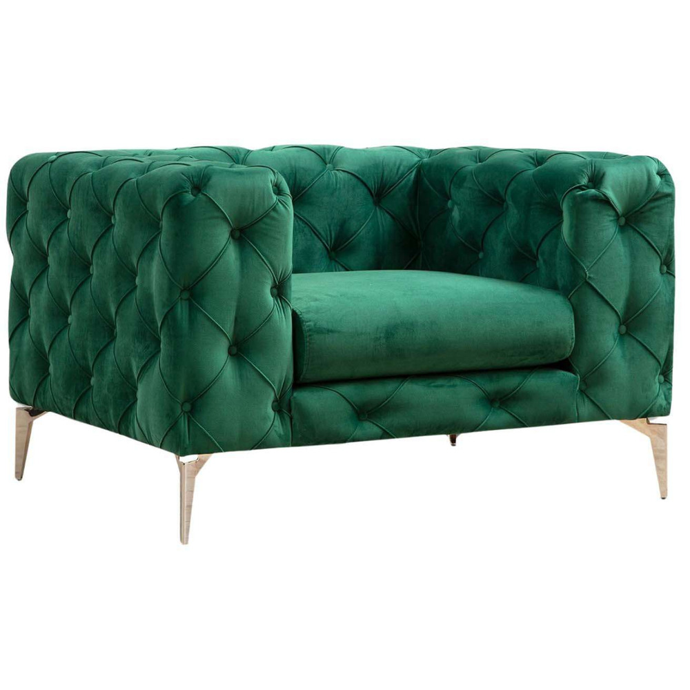 Fauteuil en velours capitonné como