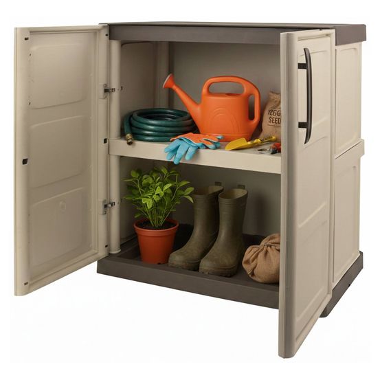 Armoire d'extérieur acira, une étagère 70x39x86h cm beige