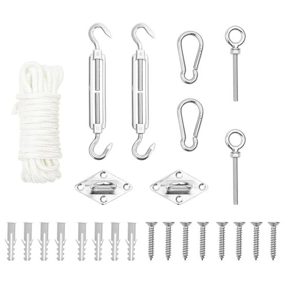 Jeu d'accessoires de voile d'ombrage 9 pcs acier inoxydable