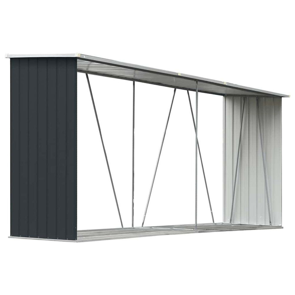 Abri de stockage à bois acier galvanisé 330x84x152cm anthracite