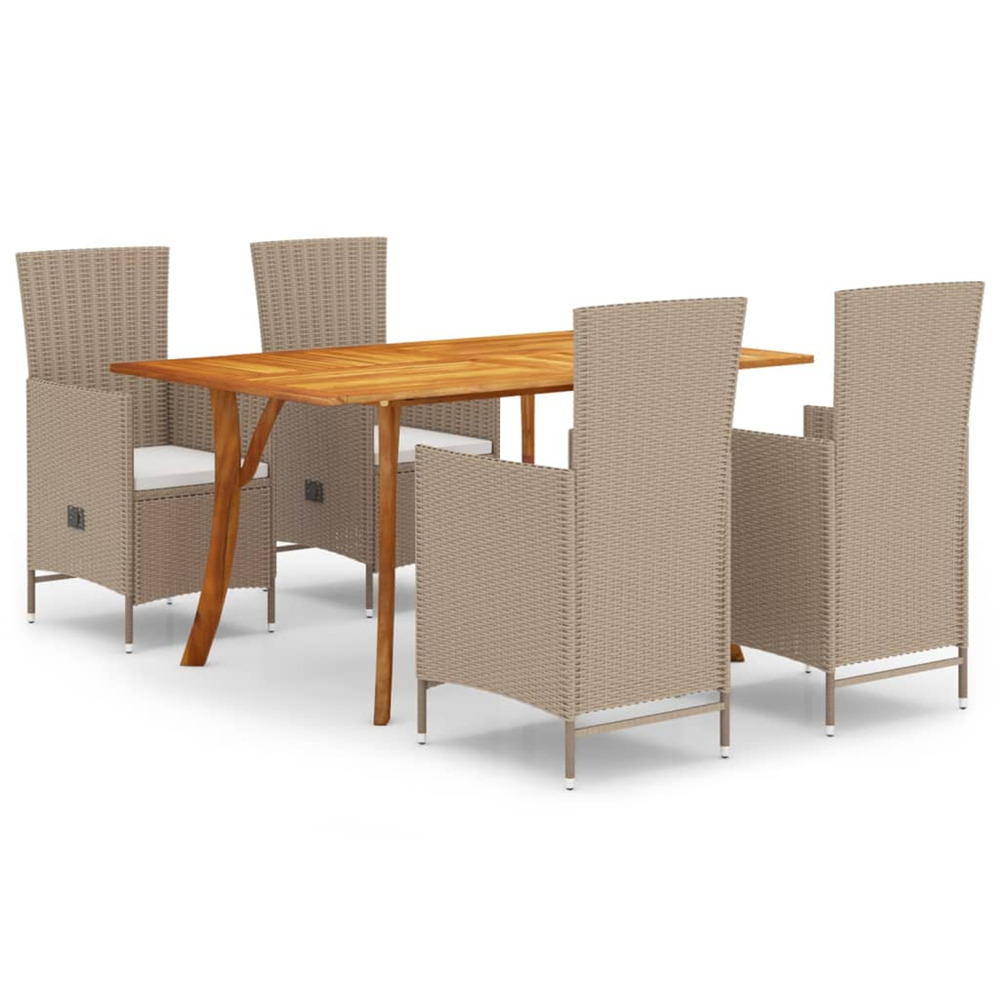 Ensemble à manger de jardin 5 pcs beige