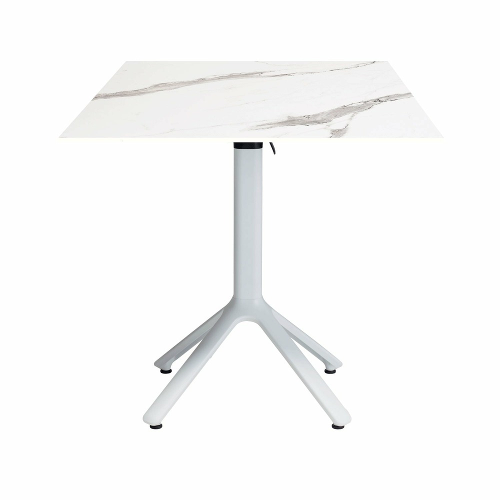 Restootab - table pliable nemo blanche pour extérieur marbrée 70x70