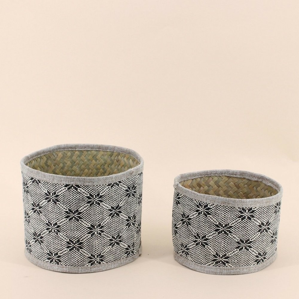 Set de 2 paniers beiges à motifs