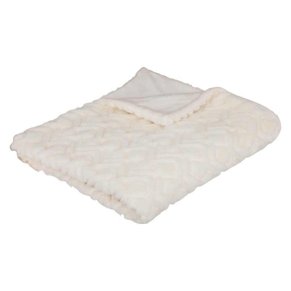 Plaid mara - fausse fourrure - blanc - 120x160 cm