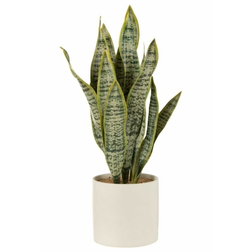 Pot de sansevieria artificiel en plastique vert 16x16x59 cm
