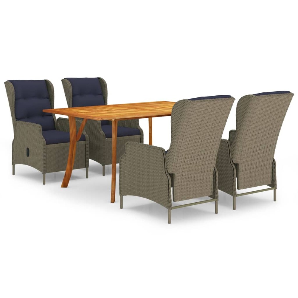 Ensemble de salle à manger de jardin 5 pcs marron
