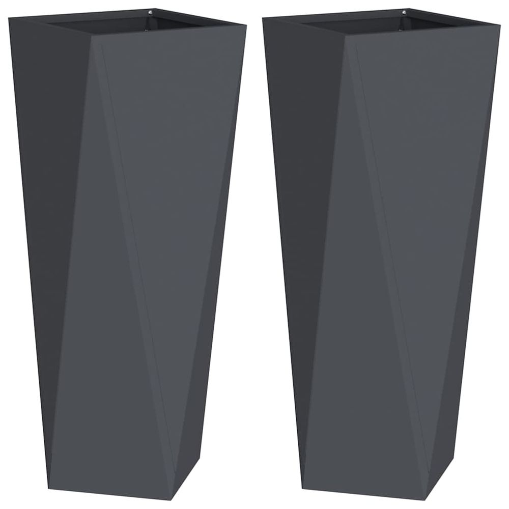 Jardinière d'extérieur 2 pc anthracite 30 x 30 x 75 cm acier