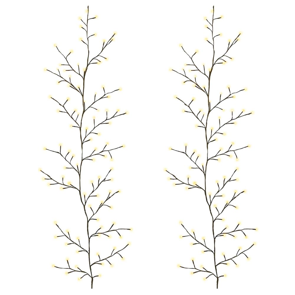 Décoration de noël en liane de saule à led 2 pc noir 180 cm