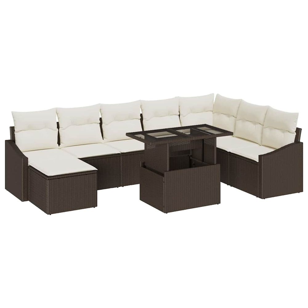 Ensemble de canapés 9 pc marron et crème polyrotin