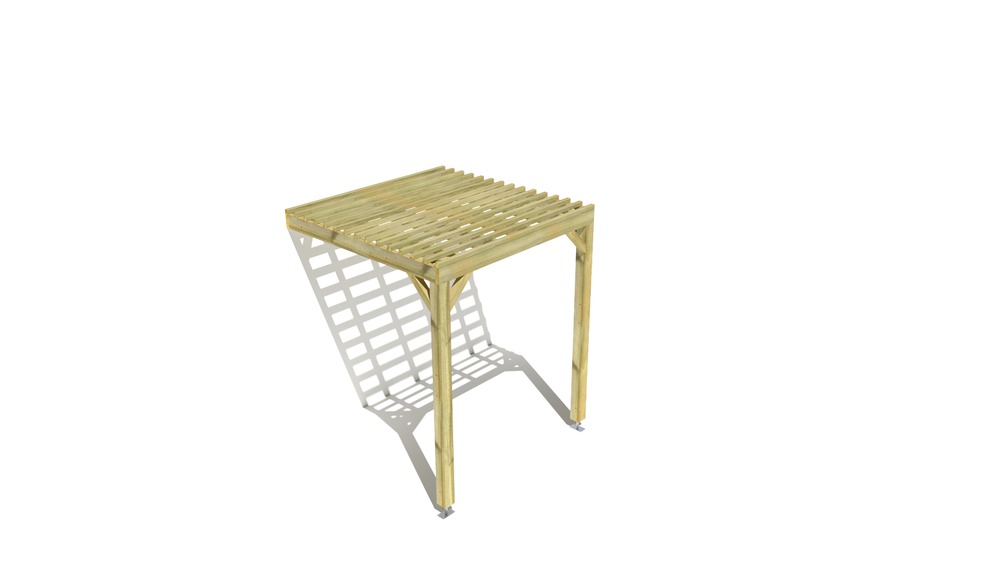 Pergola bois • 2m x 2m • adossée • sens profondeur • lattage bois • livraison comprise