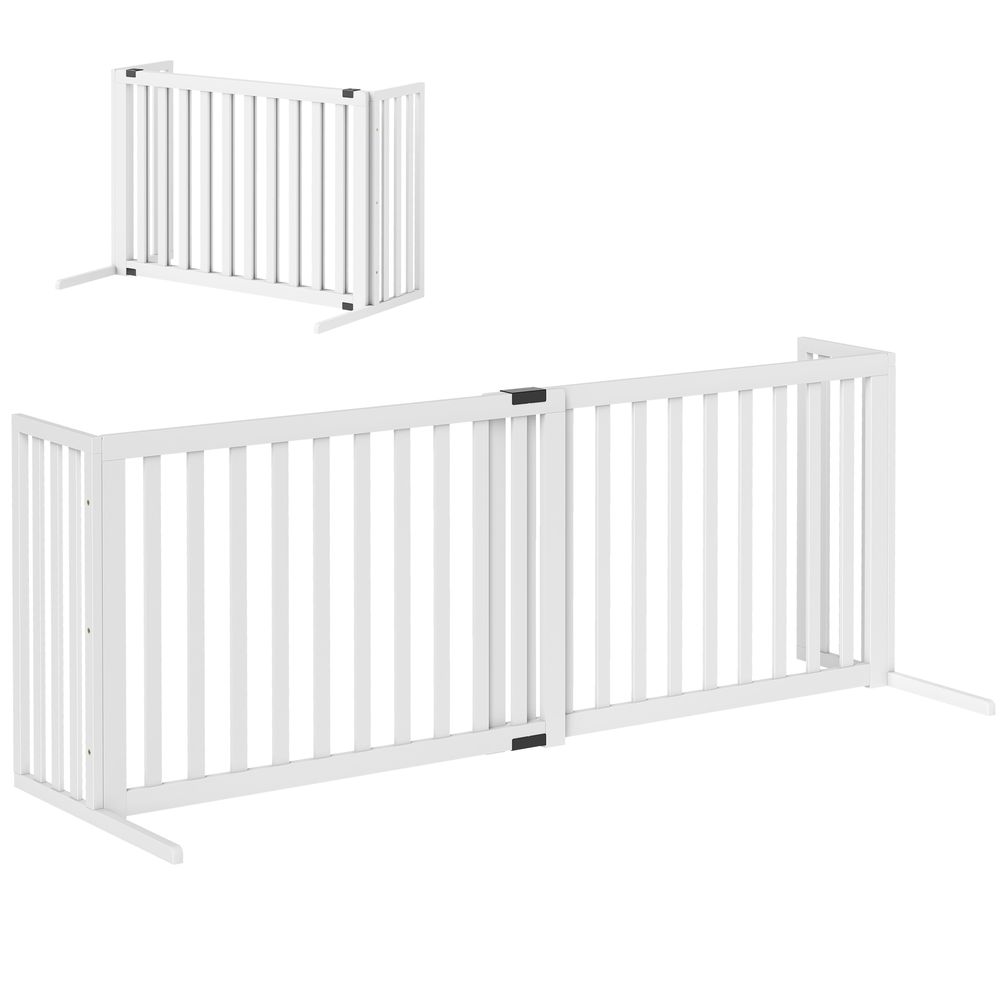 Barrière autoportante chiens bois pin extensible largeur ajustable 102-183x57x70cm blanc - comfortxl pet living