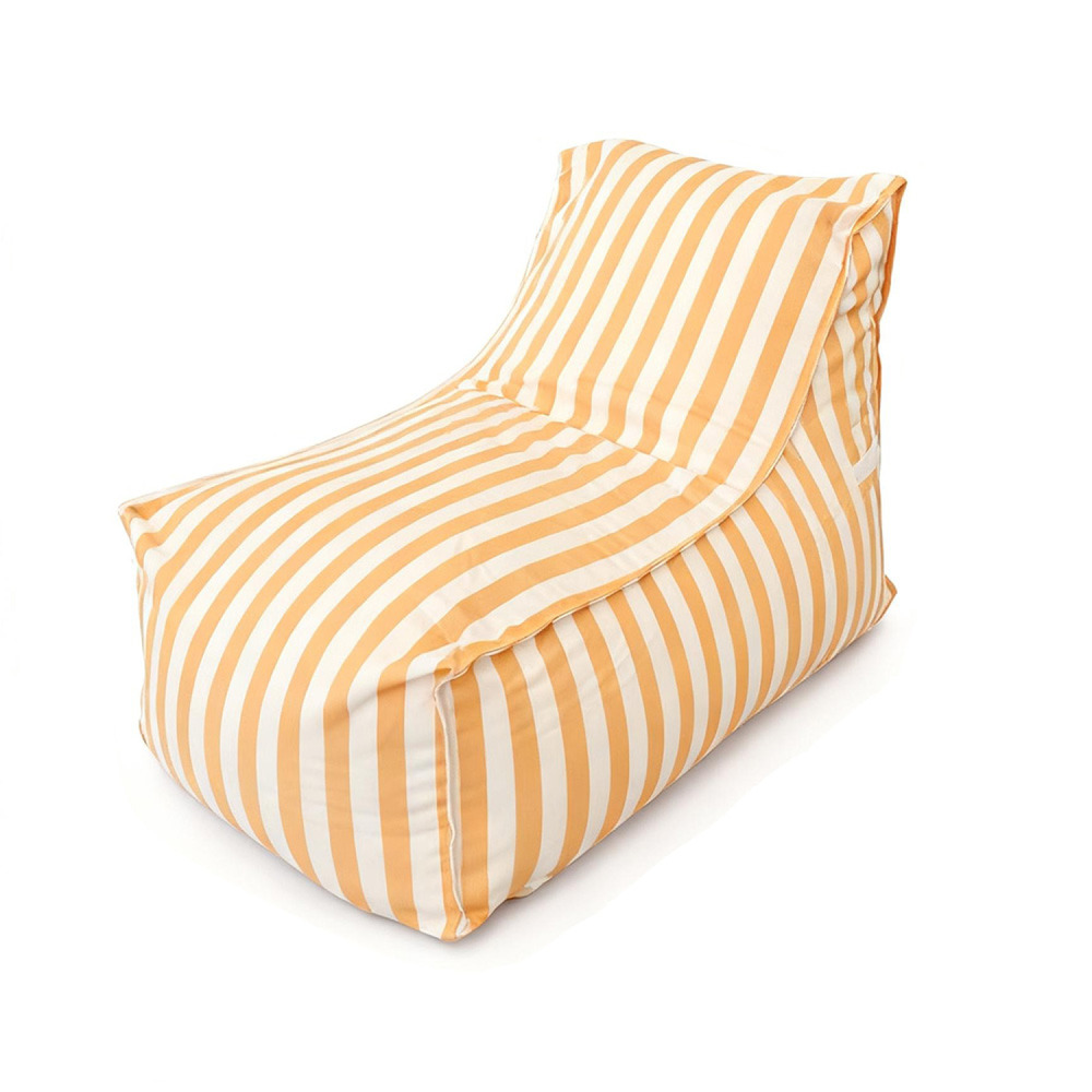 Pouf exterieur rayé jaune déperlant 100x65x65 cm positano