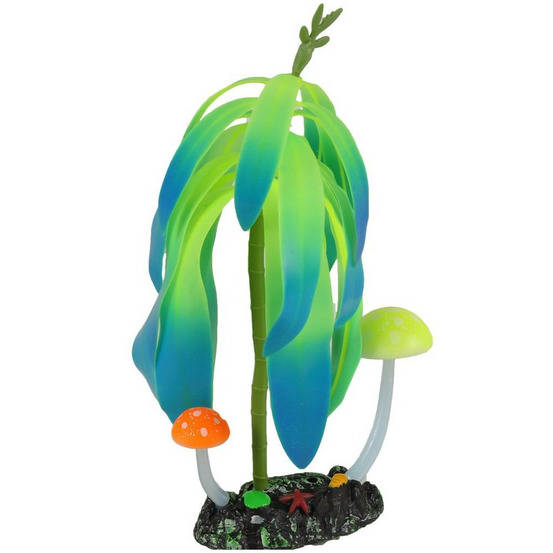 1 arbre et champignon fluo décoration aquarium 7 cm x 3 cm x 24 cm couleur