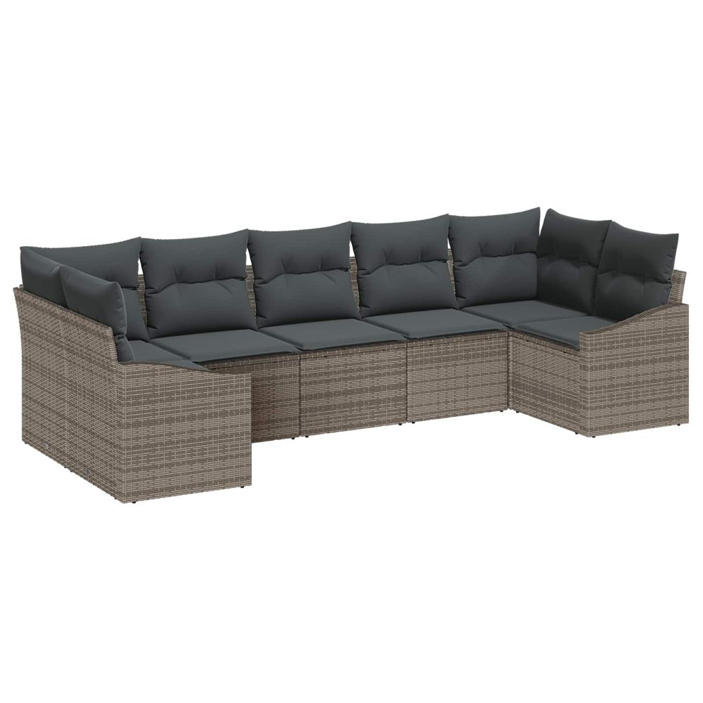Ensemble de canapé de jardin 7 pc gris polyrotin