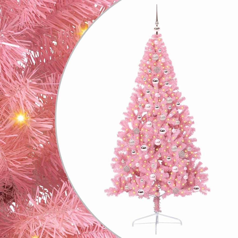 Sapin de noël artificiel pré-éclairé rose 240 cm pvc
