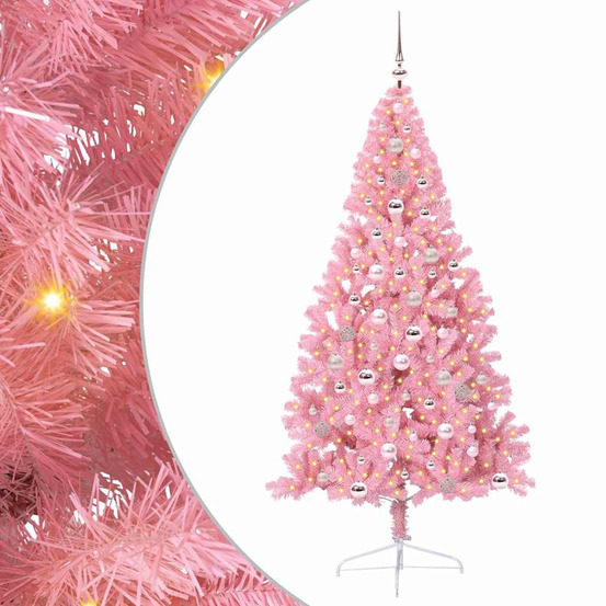 Sapin de noël artificiel pré-éclairé rose 240 cm pvc