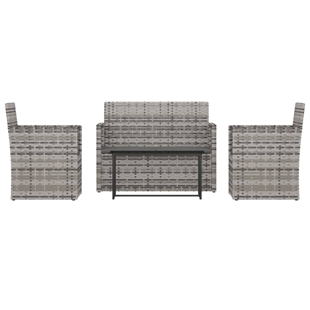 Mobilier d'extérieur 4 pcs avec coussins résine tressée gris