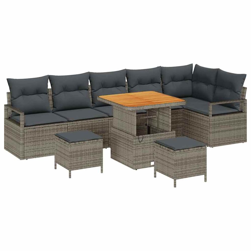 Ensemble de canapé de jardin 9 pc 8-nombre de places gris