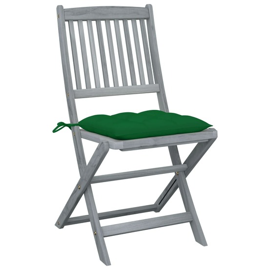 Chaises pliables d'extérieur lot de 2 et coussins bois d'acacia