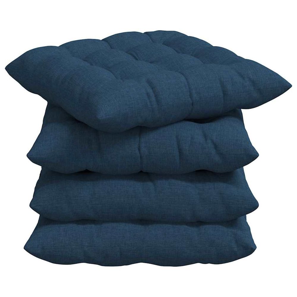 Coussins de siège 4 pc tissu bleu 40 x 40 x 6 cm