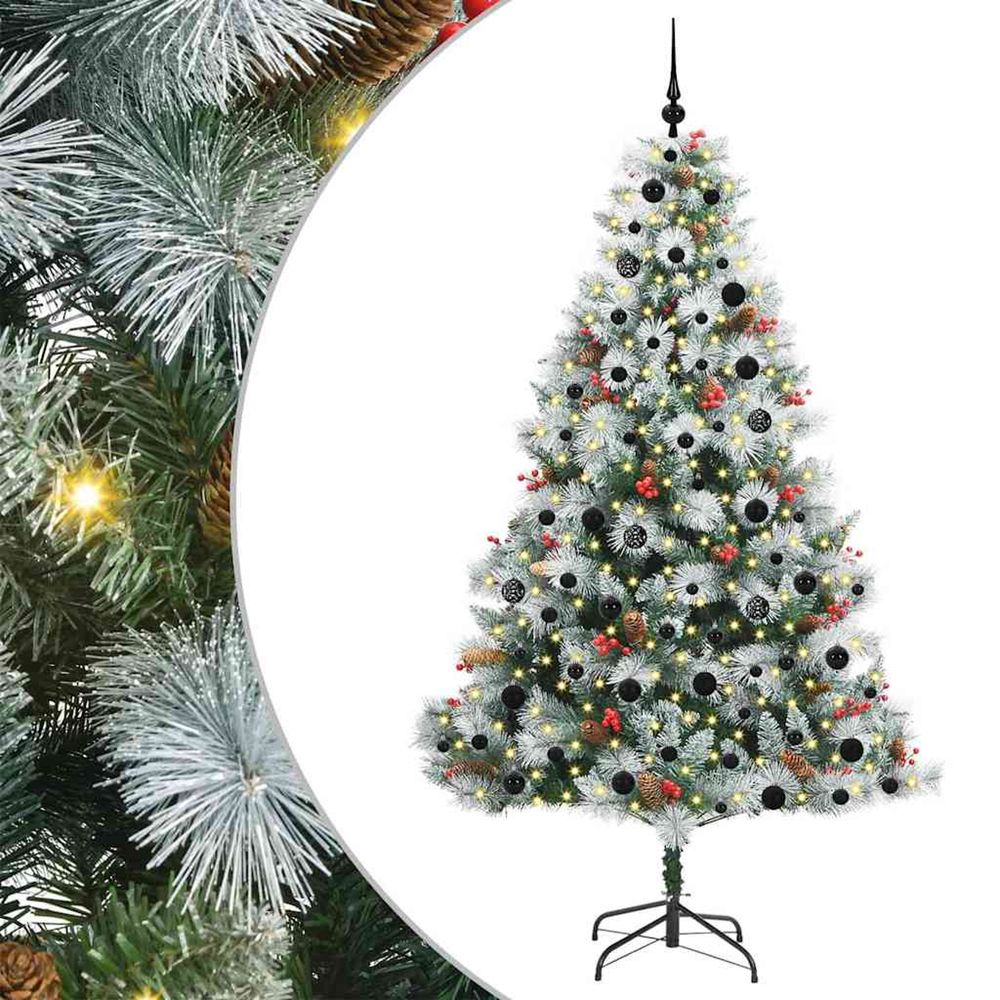 Sapin de noël artificiel vert et blanc 210 cm