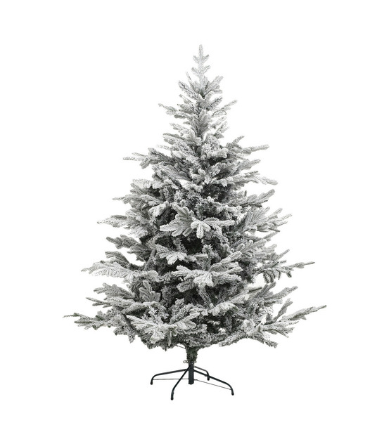 Sapin de noël artificiel vert floqué blanc et pailleté qualité premium h 180 cm