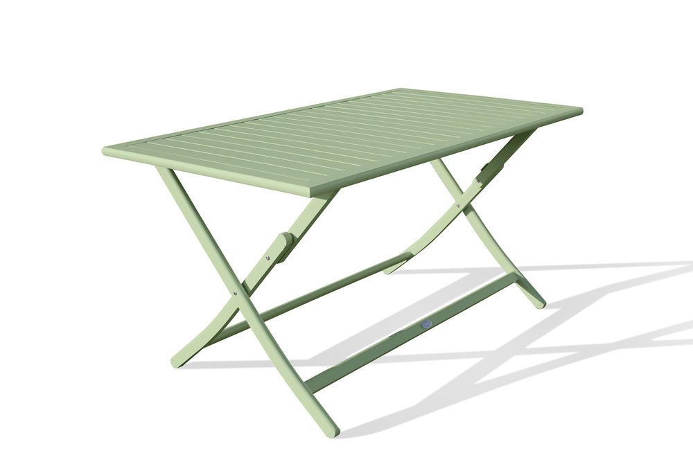 Table de jardin marius 140 cm pliante en aluminium vert lagune