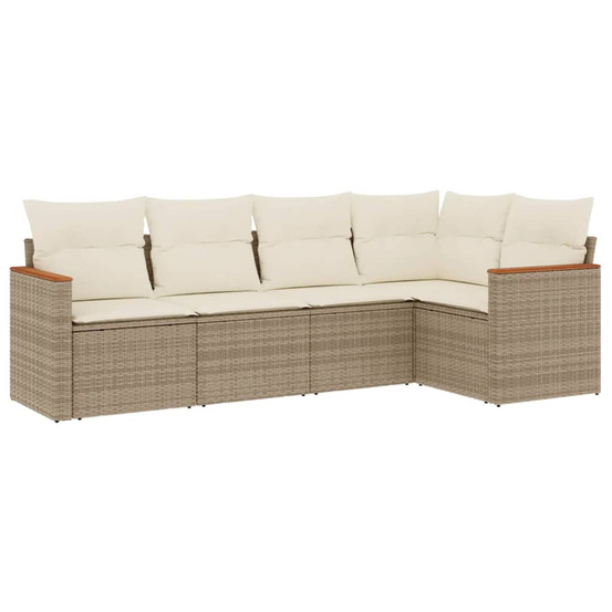 Salon de jardin avec coussins 5 pcs beige résine tressée