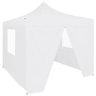 Tente de réception pliable avec 4 parois 2x2 m acier blanc