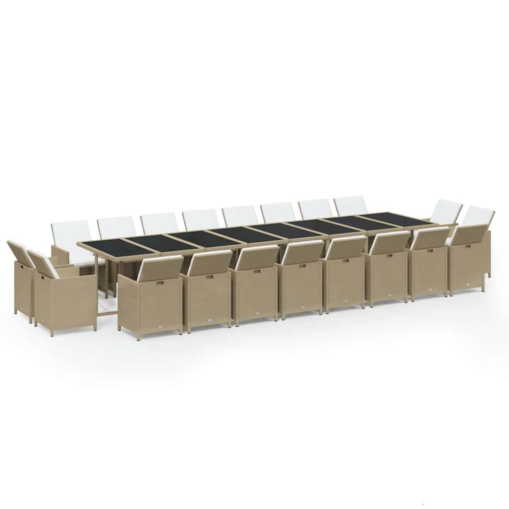 Ensemble à manger de jardin coussins 21 pcs résine tressée