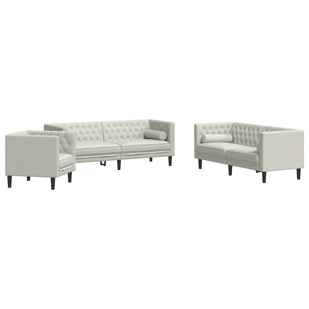 Ensemble de canapé chesterfield et traversins 3pcs velours