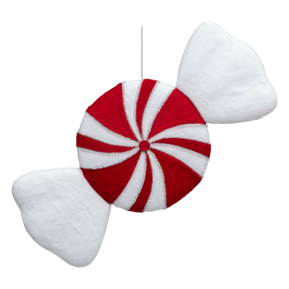 Déco de noël bonbon rond rouge et blanc h 60 cm