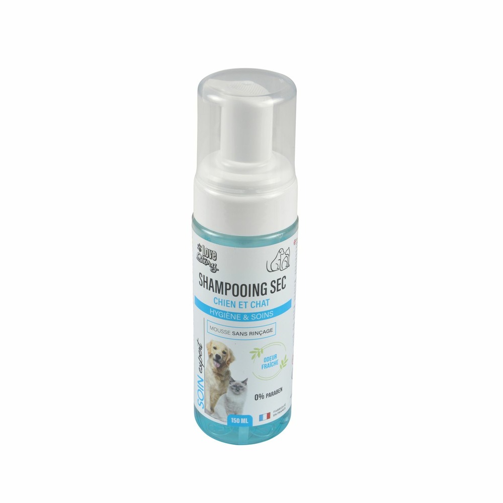 Shampoing sec sans rinçage pour chien et chat - 150 ml