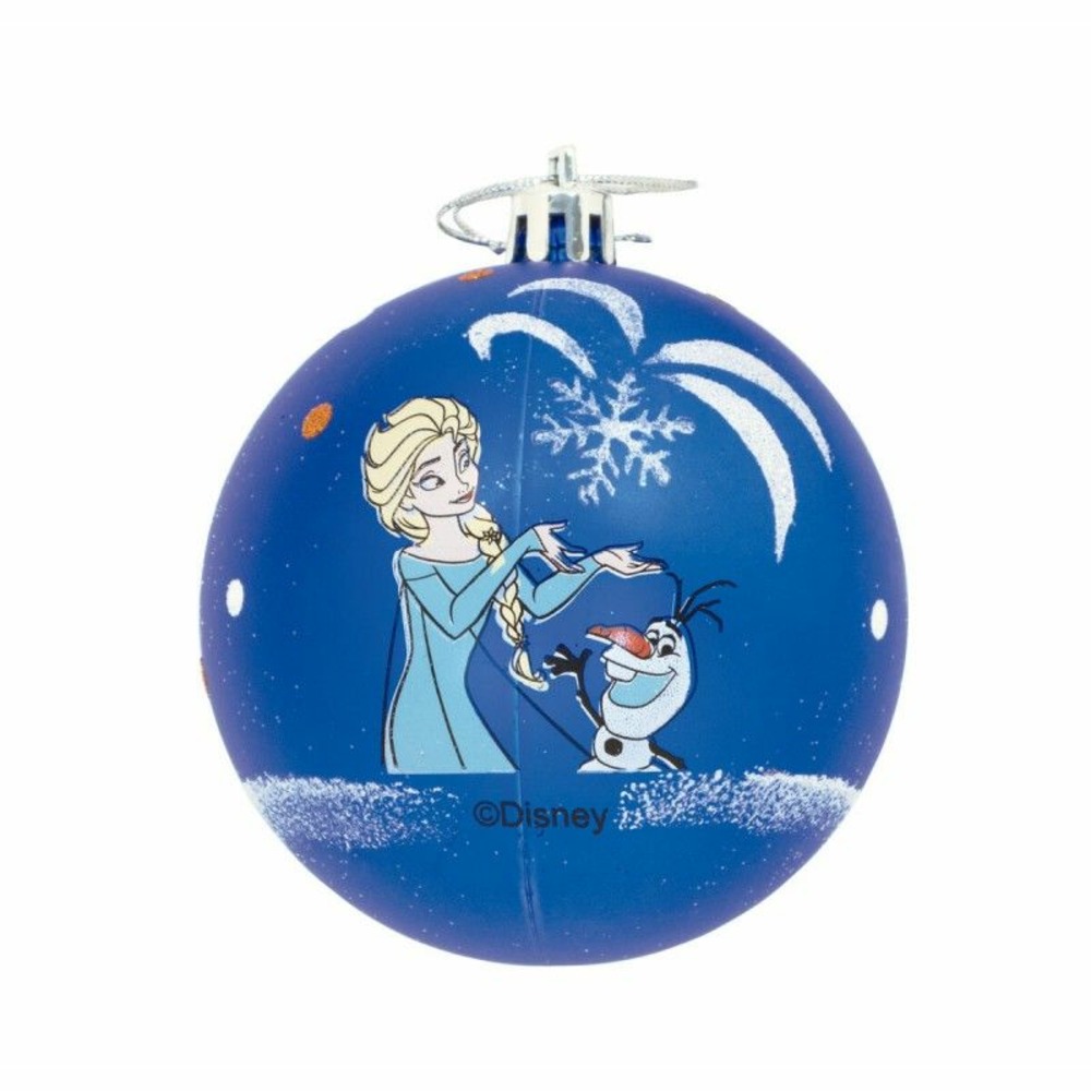 Boule de noël frozen memories 6 unités bleu blanc plastique (ø 8 cm)