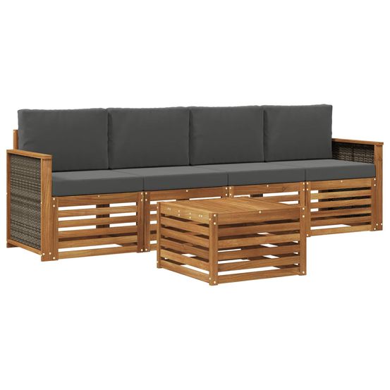 Ensemble de canapés d'extérieur 5 pc naturel et anthracite