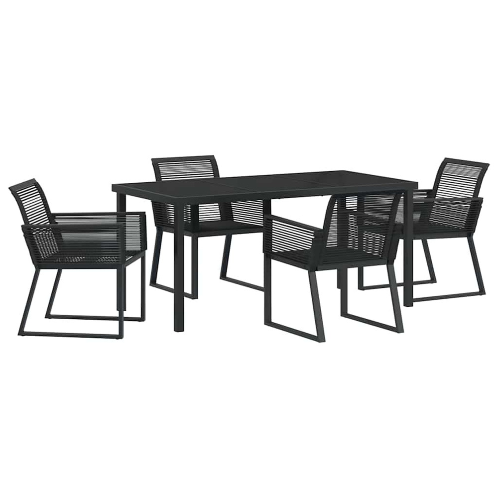 Ensemble de salle à manger pour jardin 5 pcs noir