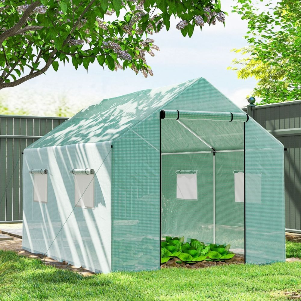 Serre tunnel de jardin en polyéthylène 3 x 2 x 2 m verte acier galvanisé ventilation - comfortxl outdoor living