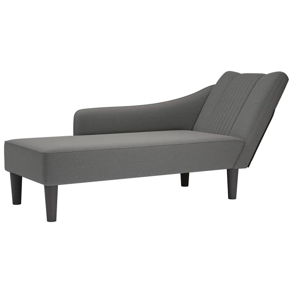 Fauteuil long avec accoudoir droit gris foncé tissu