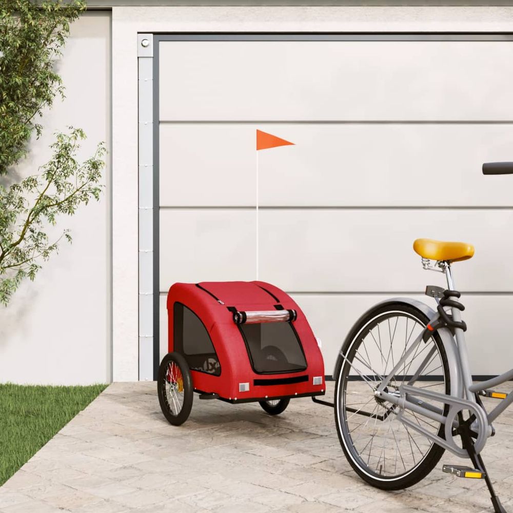 Remorque vélo chien chariot transport oxford pour balades sécurisées l rouge