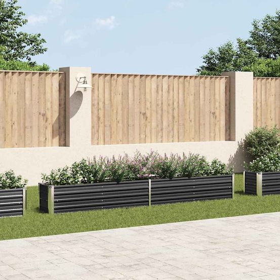 Carré potager acier galvanisé jardin terrasse anthracite 320x40x45 cm