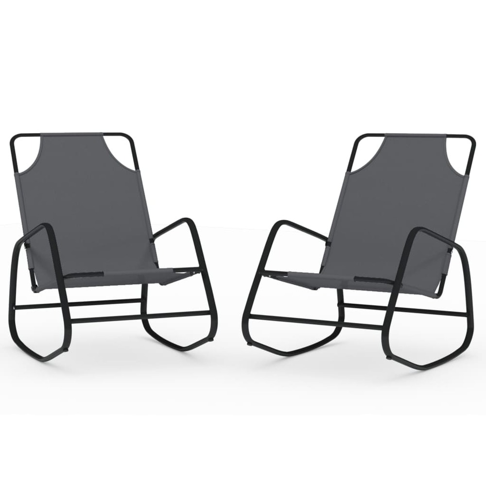 Chaises longues à bascule 2 pcs gris acier et textilène