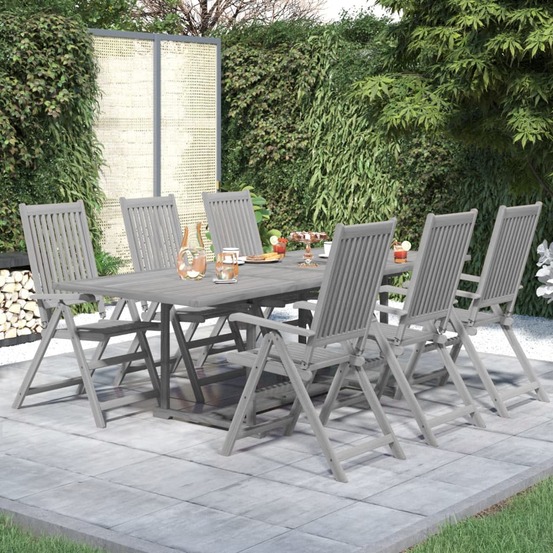 Ensemble à manger de jardin 7 pcs bois d'acacia solide