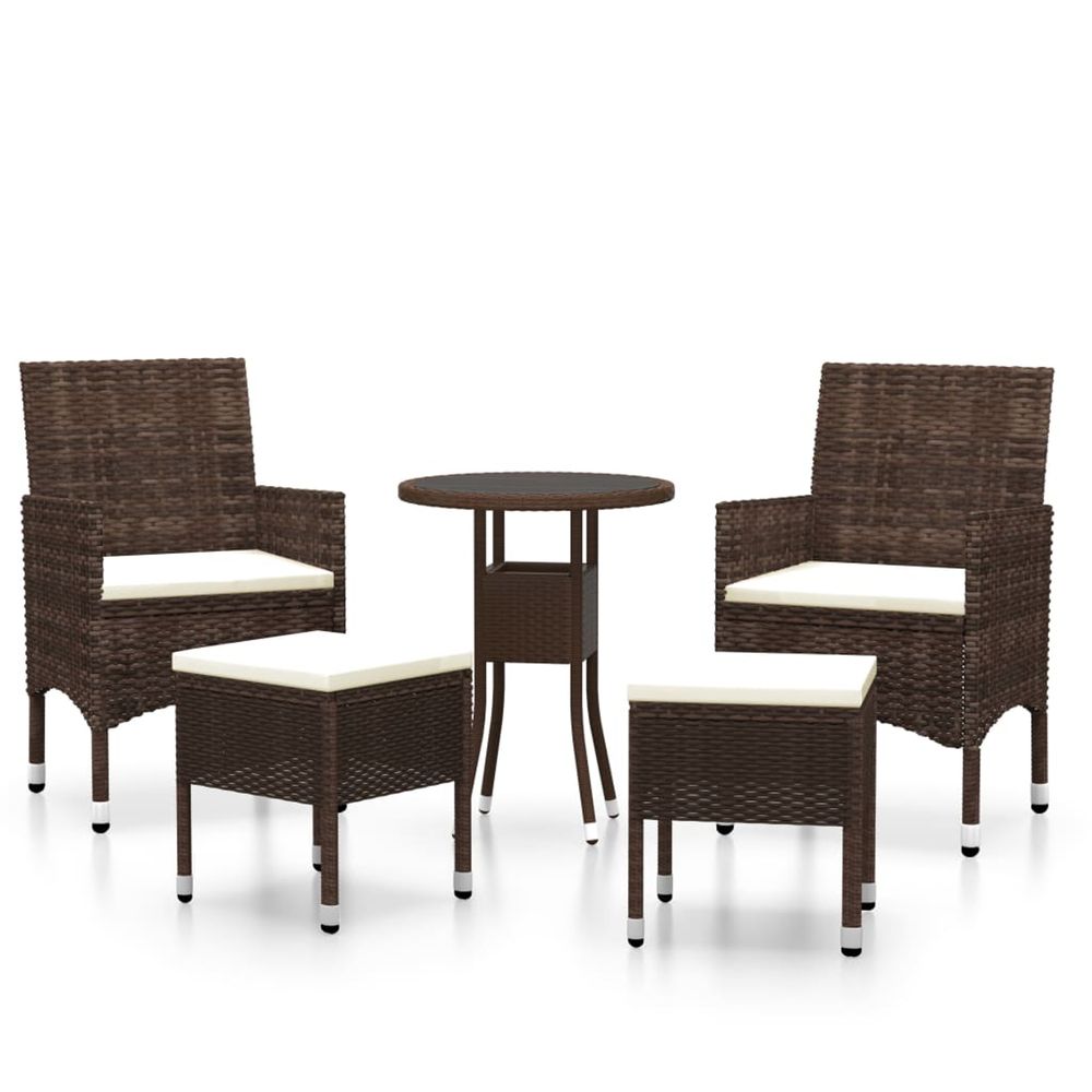 Salon de jardin 5 pcs résine tressée marron