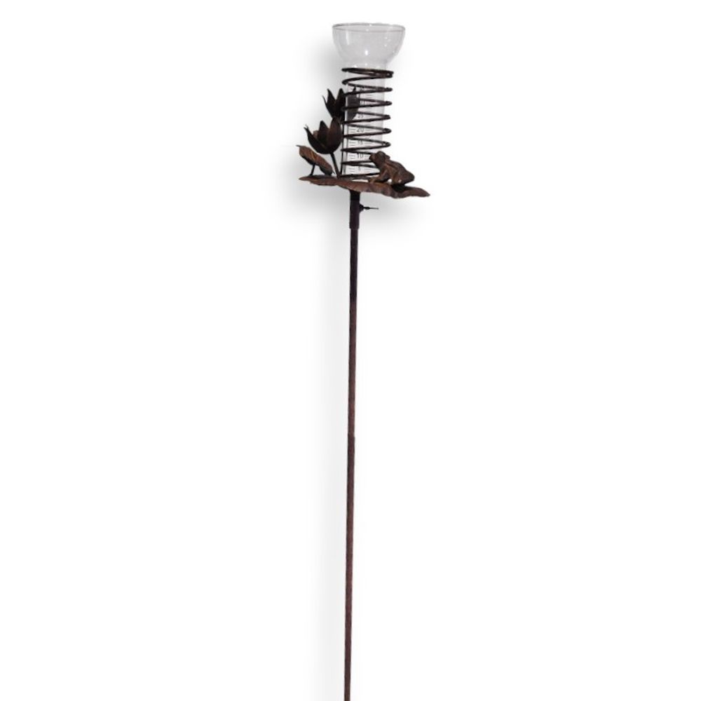 Pluviomètre jardin grenouille 18x17x128 cm